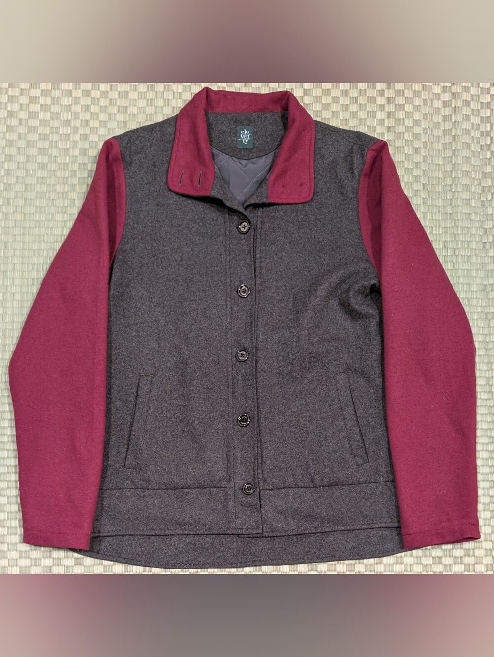 Eleventy Panelled Wool Blend Quilt Lined Jacket Women's Size XL Made in Italy